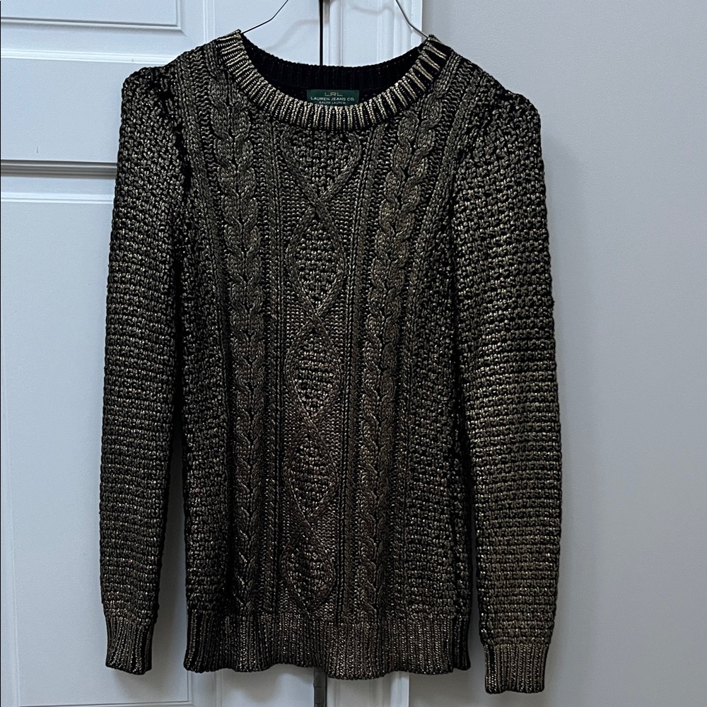 Lauren Jeans Co. Black and Gold Knit Sweater - XS
